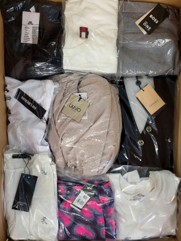 The photo shows a package with clothing in the category B.