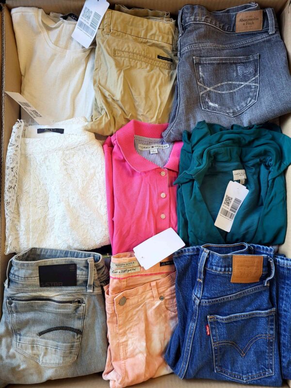 The photo shows a package with clothing in the category U.
