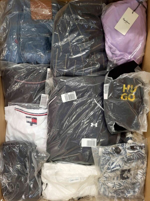 The photo shows a package with clothing in the category D.