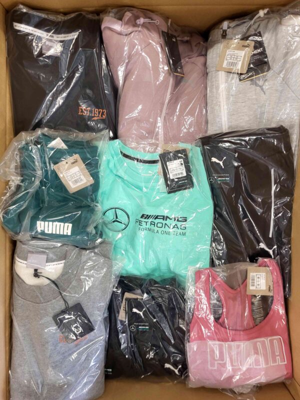 The photo shows a package with clothing in the category AP.