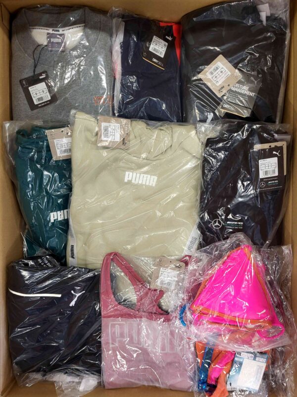 The photo shows a package with clothing in the category AP.