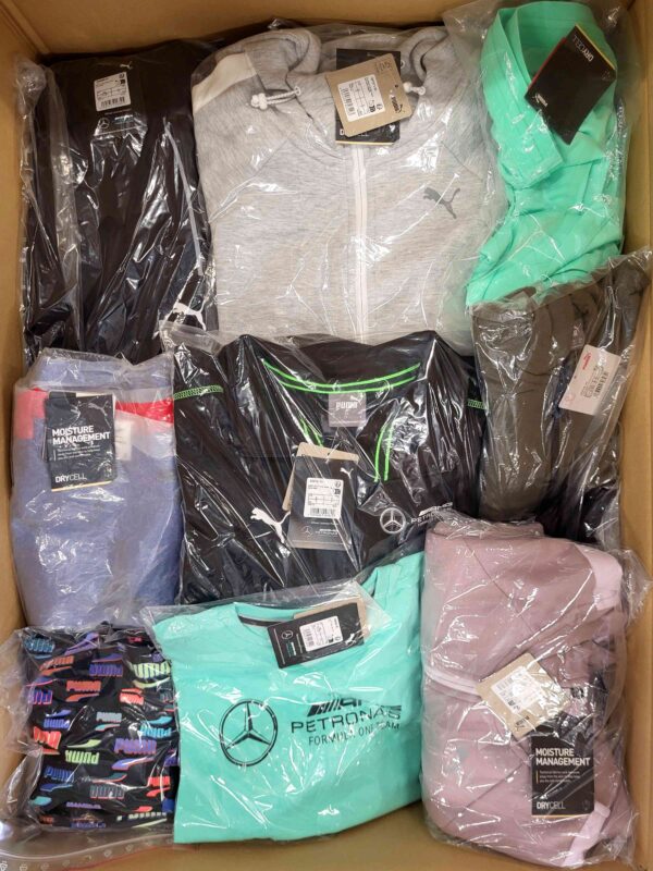 The photo shows a package with clothing in the category AP.