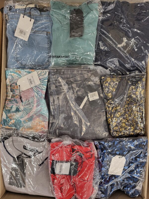 The photo shows a package with clothing in the category BB.