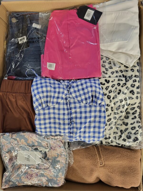 The photo shows a package with clothing in the category BB.