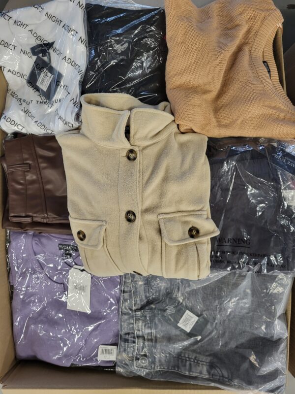 The photo shows a package with clothing in the category BB.