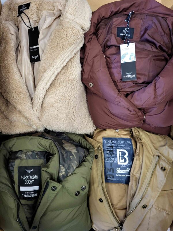 The photo shows a package with clothing in the category TJ.