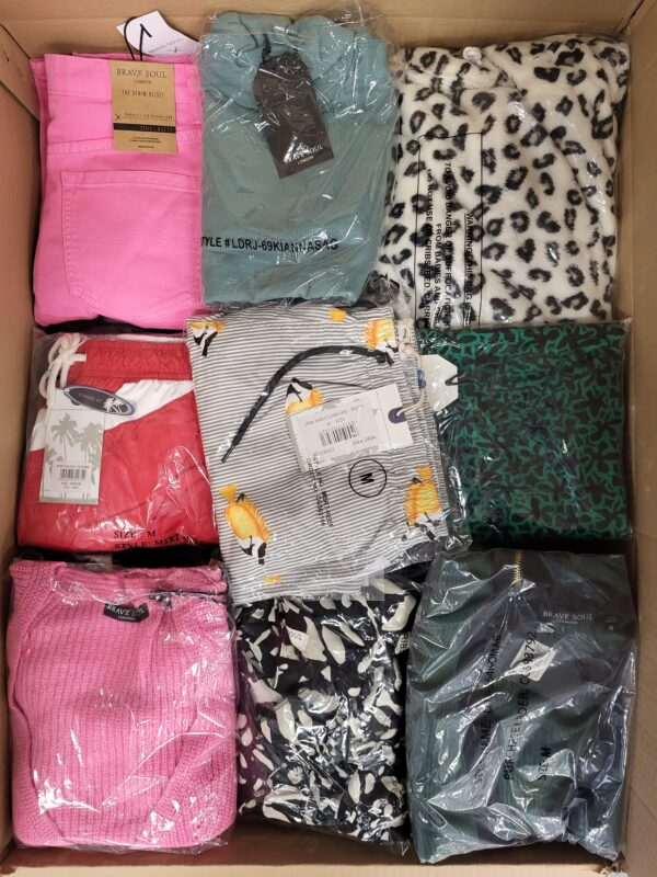 The photo shows a package with clothing in the category BB.