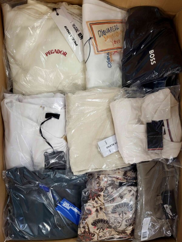 The photo shows a package with clothing in the category B.