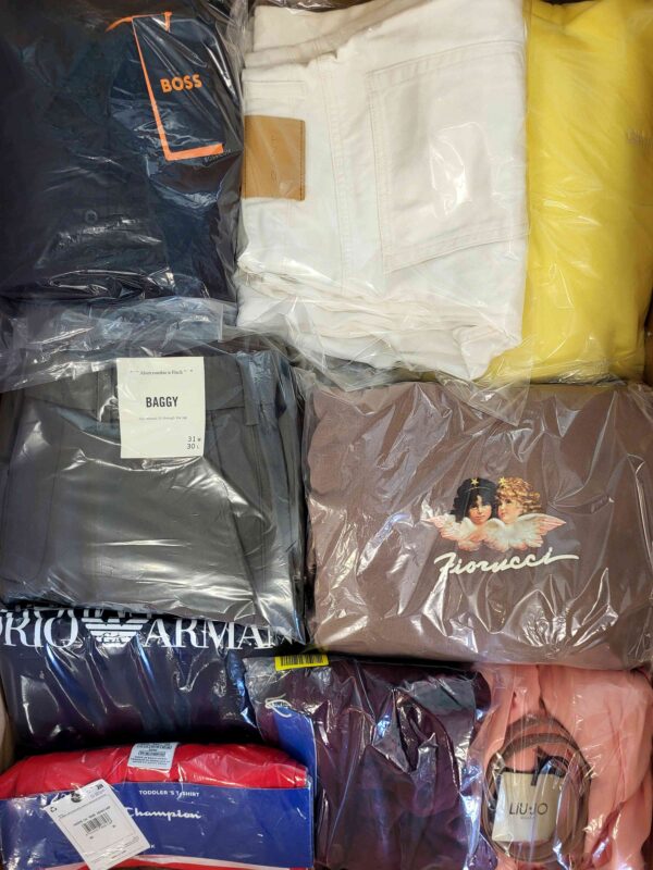 The photo shows a package with clothing in the category B.