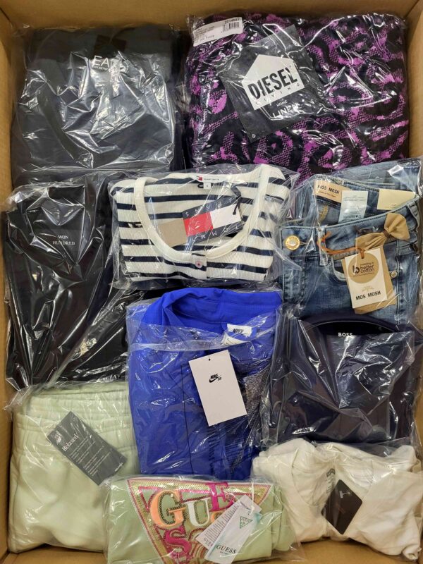 The photo shows a package with clothing in the category B.