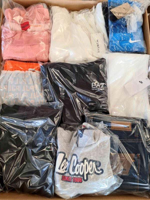 The photo shows a package with clothing in the category B.