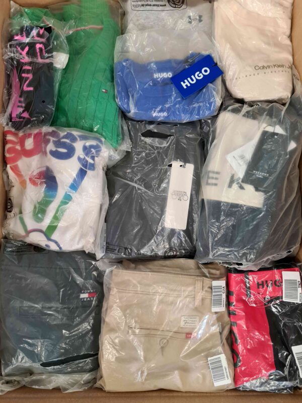 The photo shows a package with clothing in the category D.