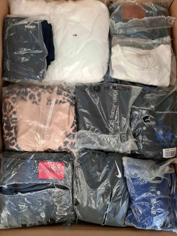 The photo shows a package with clothing in the category D.