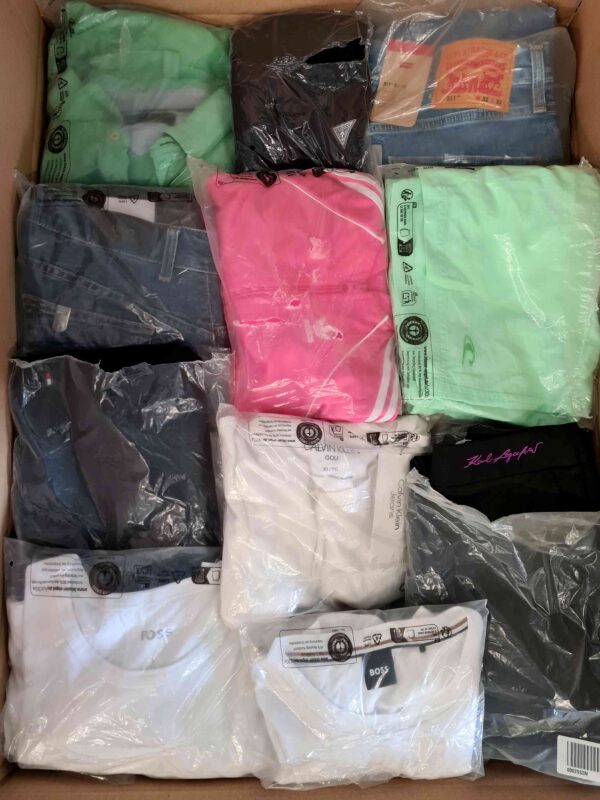 The photo shows a package with clothing in the category D.