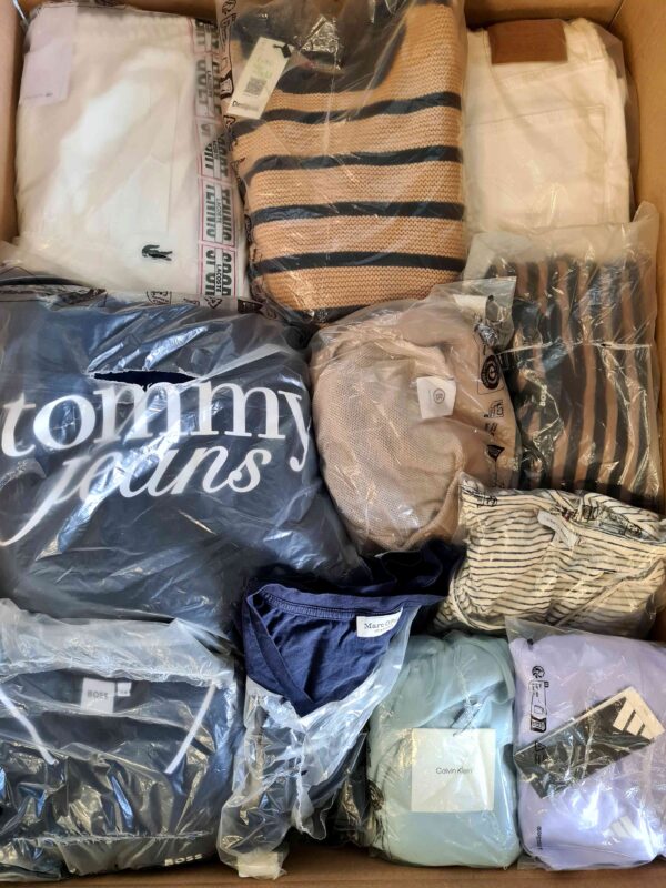 The photo shows a package with clothing in the category D.