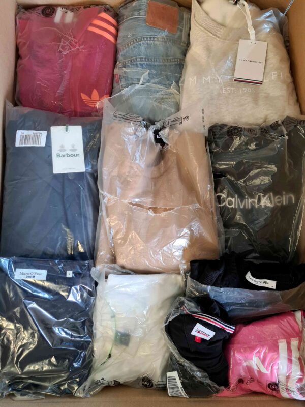 The photo shows a package with clothing in the category D.