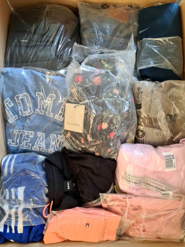The photo shows a package with clothing in the category D.