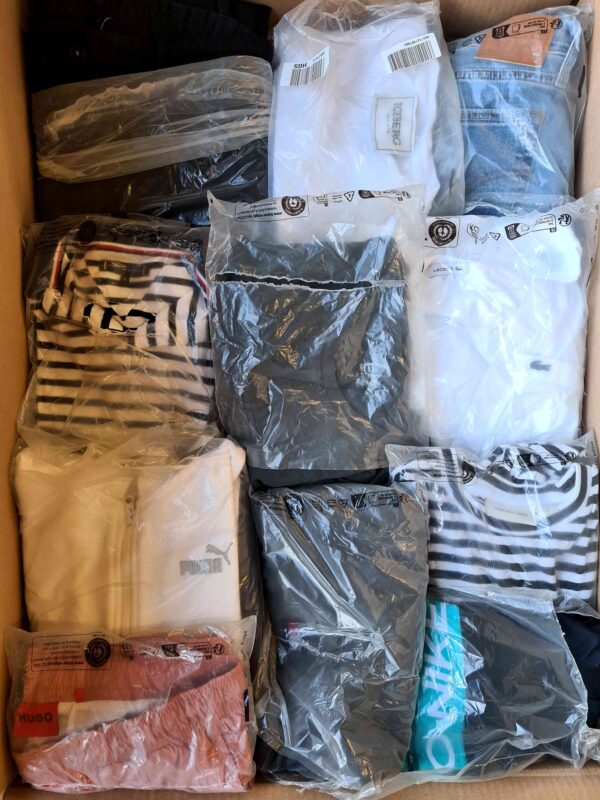 The photo shows a package with clothing in the category D.
