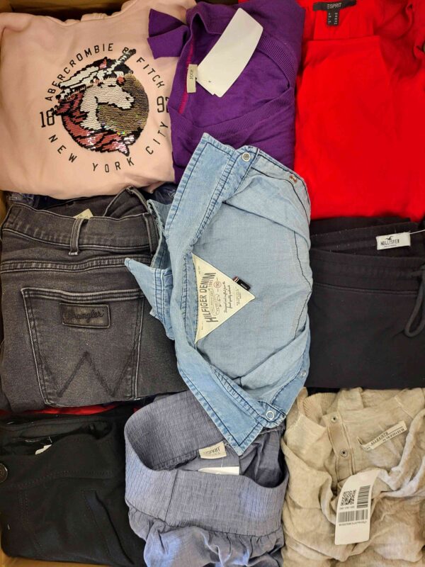 The photo shows a package with clothing in the category U.