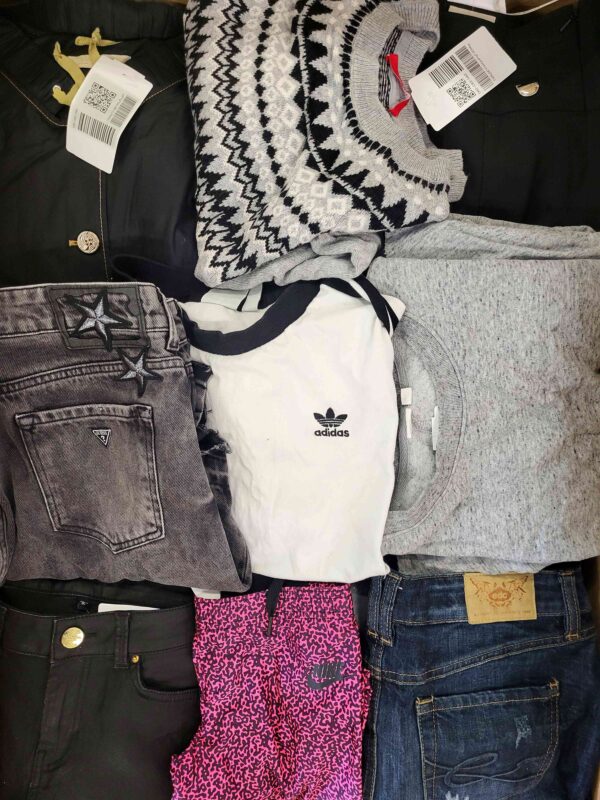 The photo shows a package with clothing in the category U.