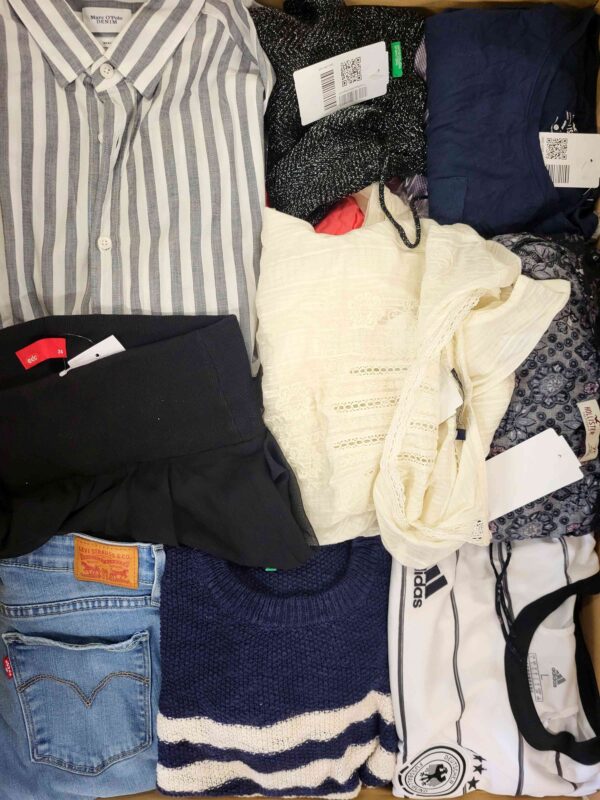 The photo shows a package with clothing in the category U.