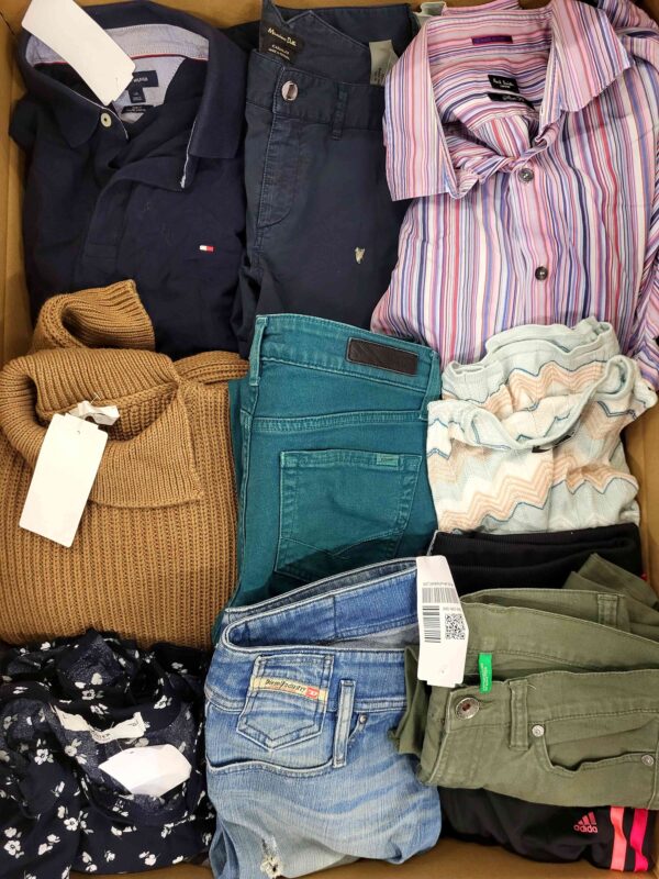 The photo shows a package with clothing in the category U.