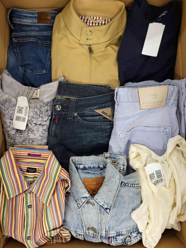 The photo shows a package with clothing in the category U.