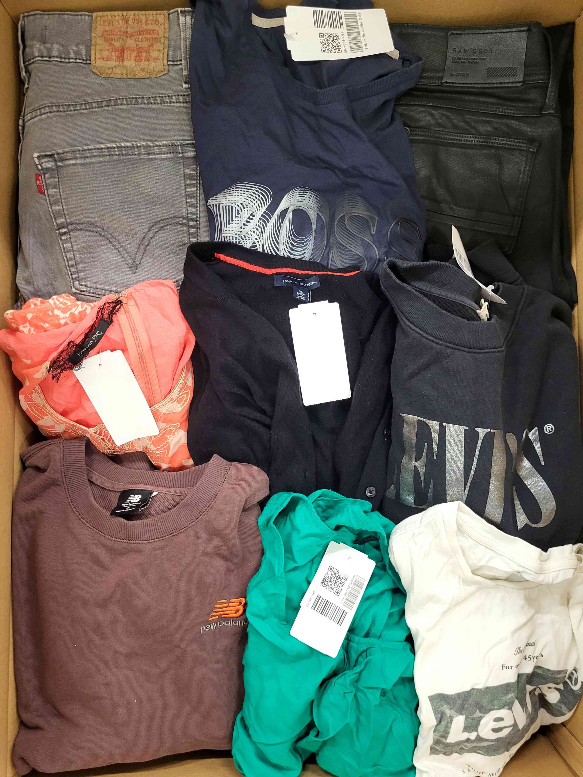 The photo shows a package with clothing in the category U.