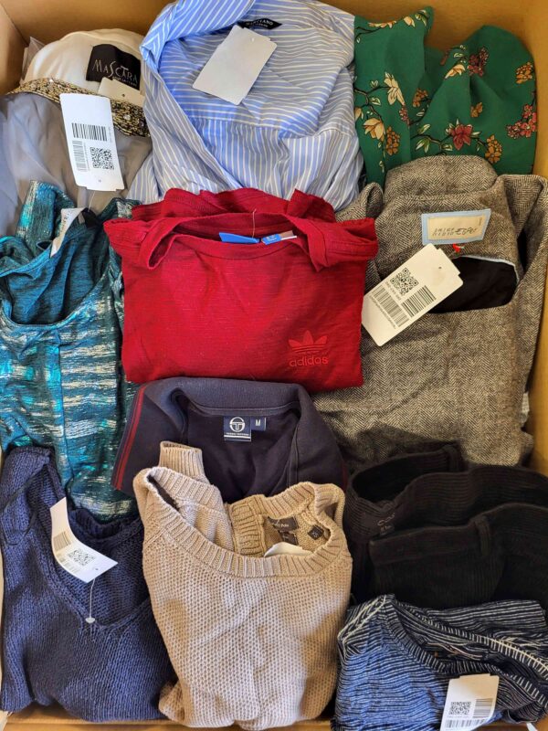 The photo shows a package with clothing in the category U.