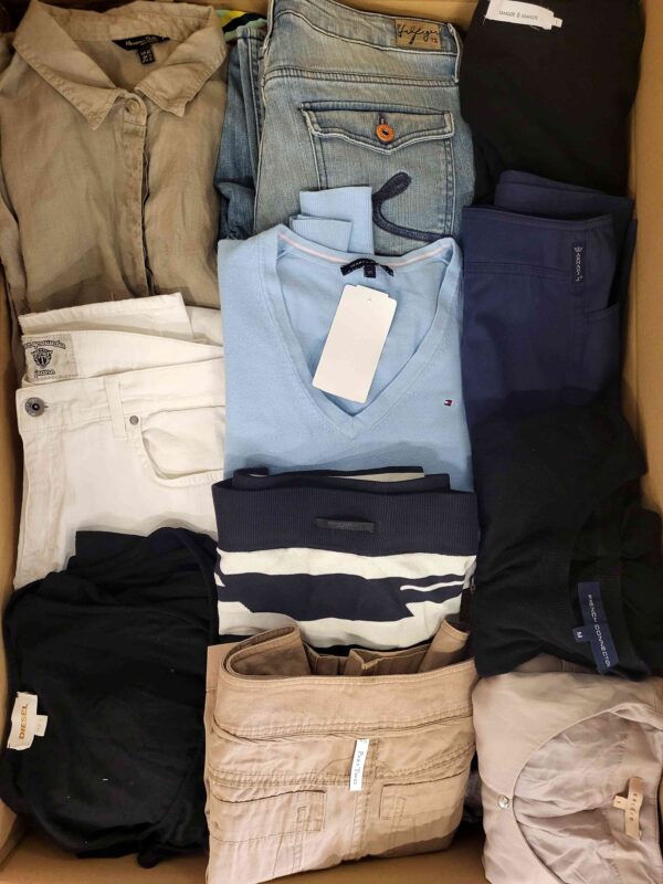 The photo shows a package with clothing in the category U.