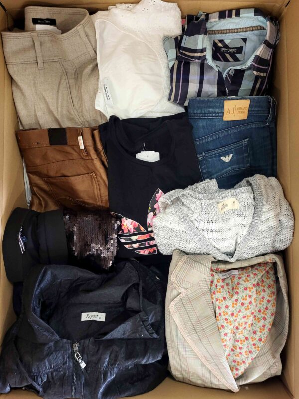 The photo shows a package with clothing in the category U.