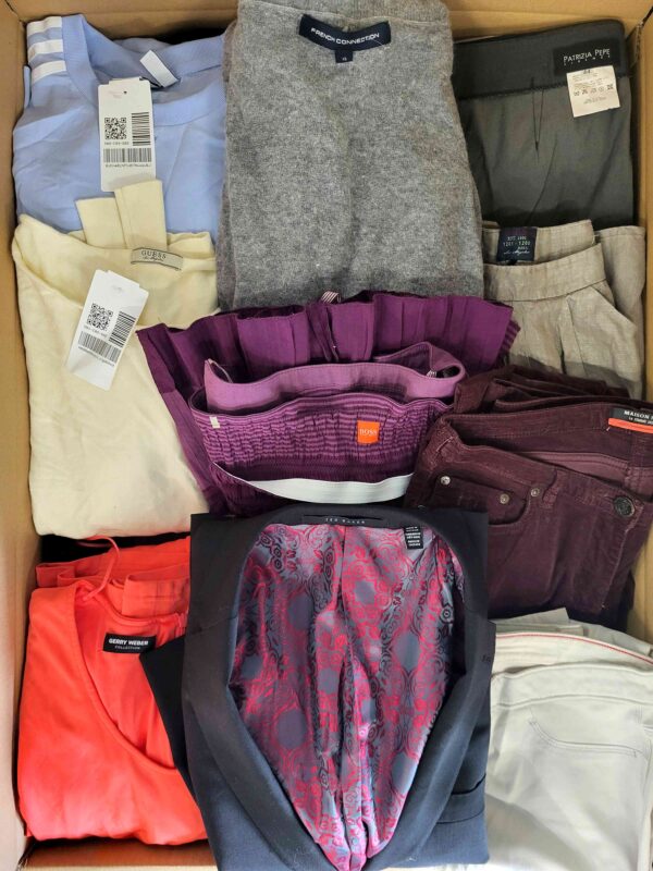 The photo shows a package with clothing in the category U.