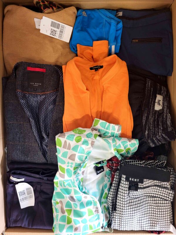 The photo shows a package with clothing in the category U.