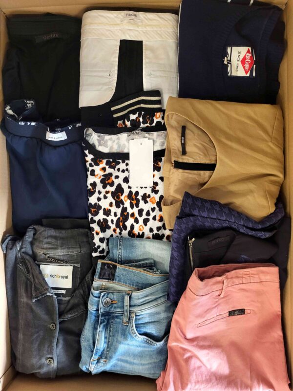 The photo shows a package with clothing in the category U.