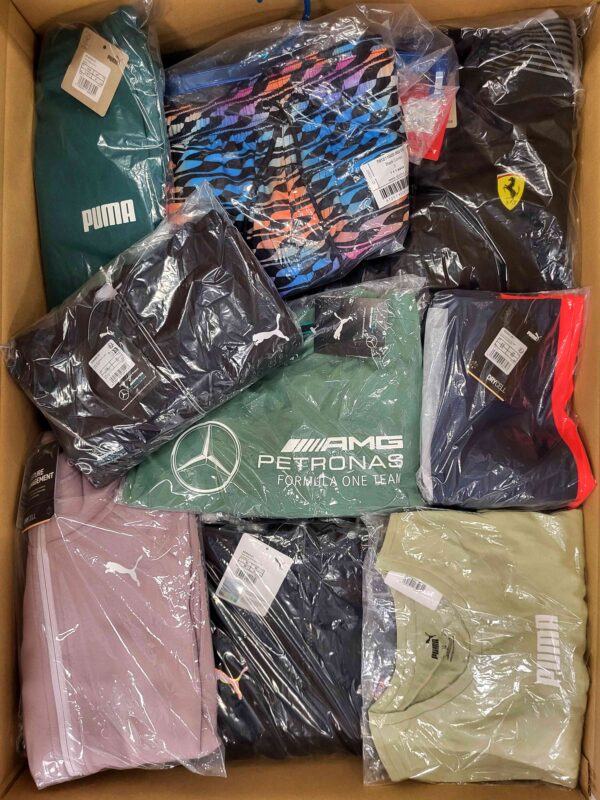 The photo shows a package with clothing in the category AP.
