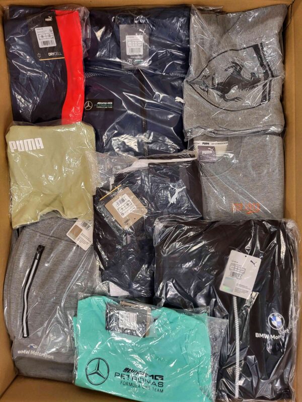 The photo shows a package with clothing in the category AP.