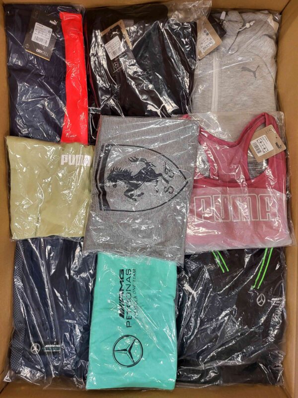The photo shows a package with clothing in the category AP.