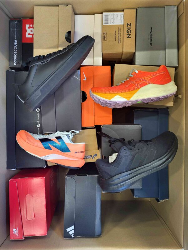 The photo shows a package with footwear in the category CS.