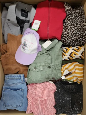 The photo shows a package with clothing in the category TSC.