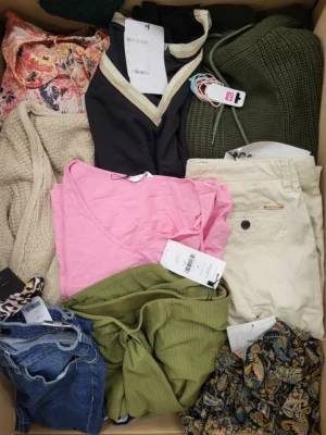 The photo shows a package with clothing in the category TSC.
