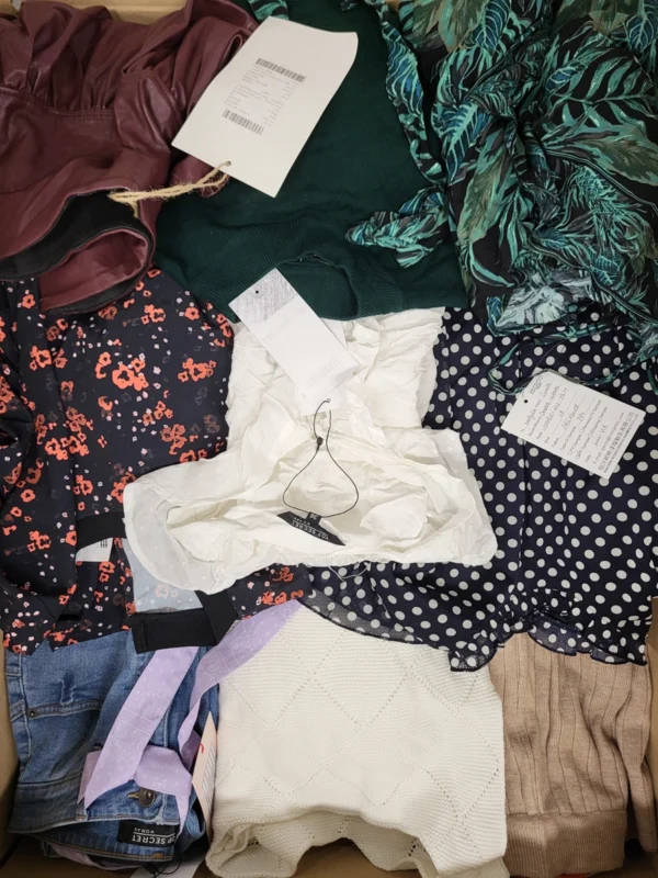 The photo shows a package with clothing in the category TSC.