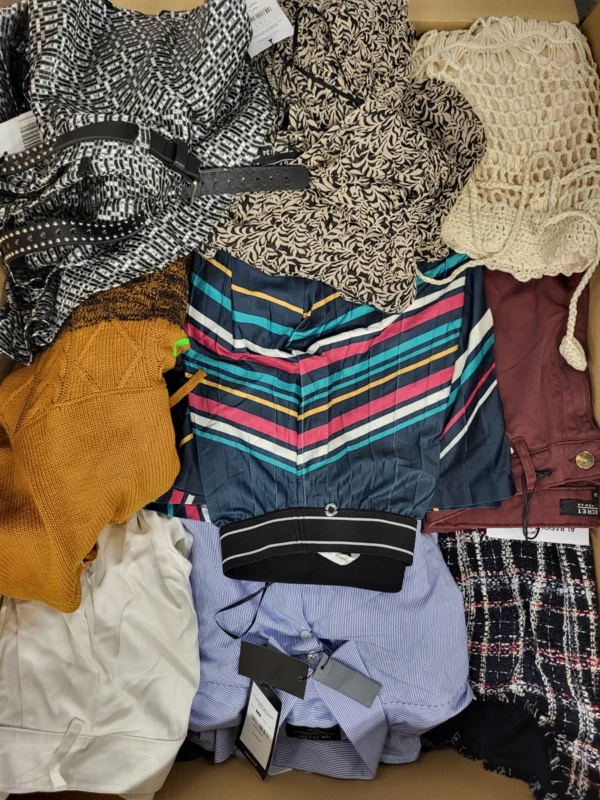 The photo shows a package with clothing in the category TSC.