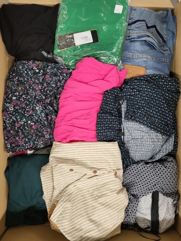 The photo shows a package with clothing in the category TSC.