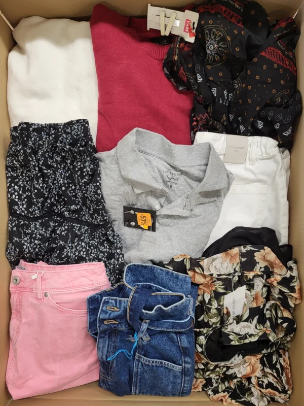 The photo shows a package with clothing in the category TSC.