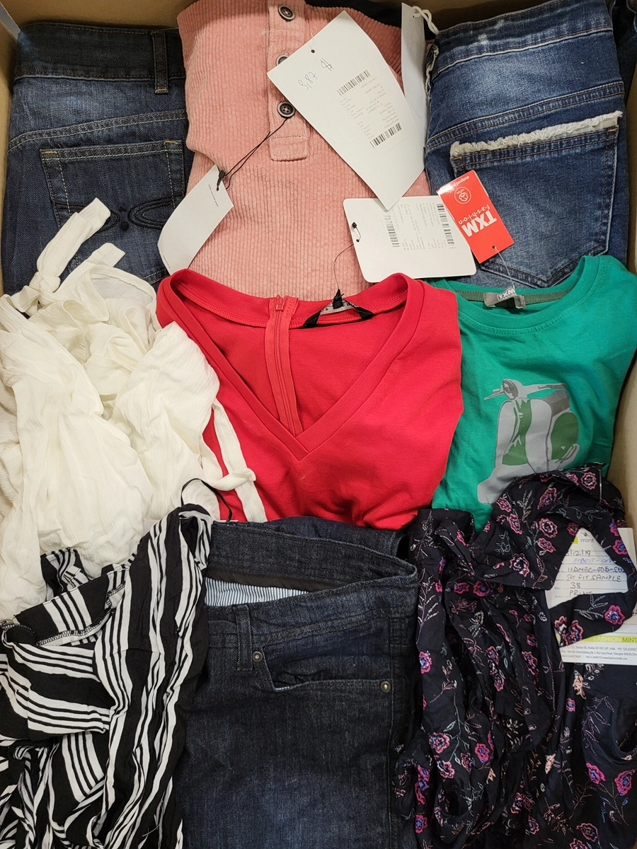 The photo shows a package with clothing in the category TSC.