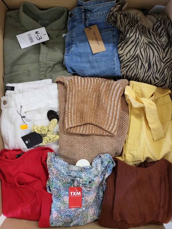 The photo shows a package with clothing in the category TSC.
