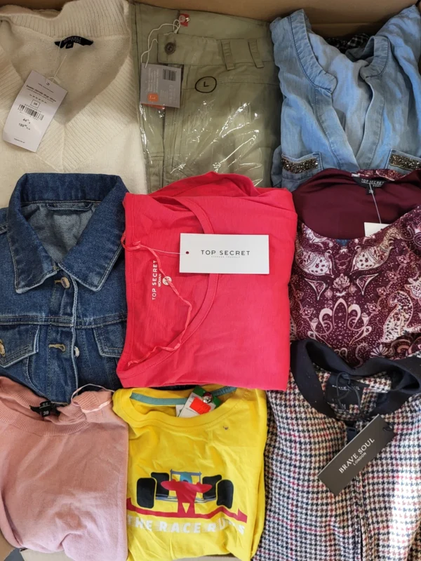 The photo shows a package with clothing in the category TSC.