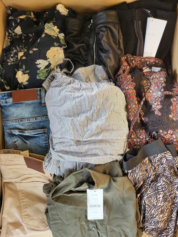 The photo shows a package with clothing in the category TSC.