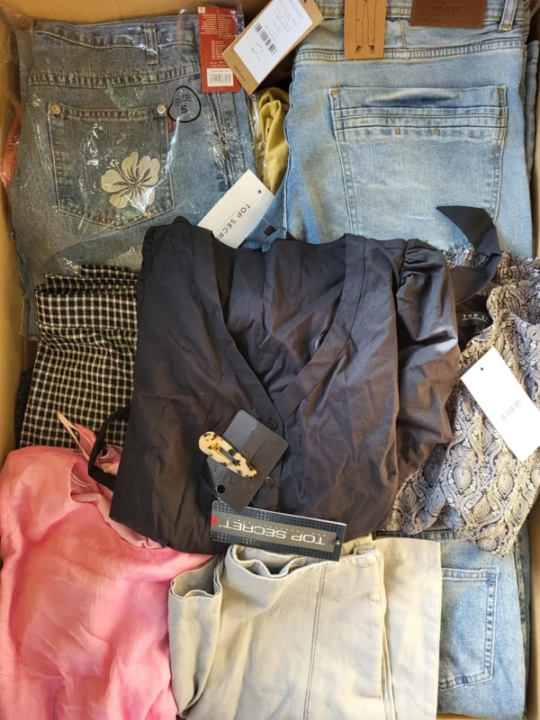 The photo shows a package with clothing in the category TSC.