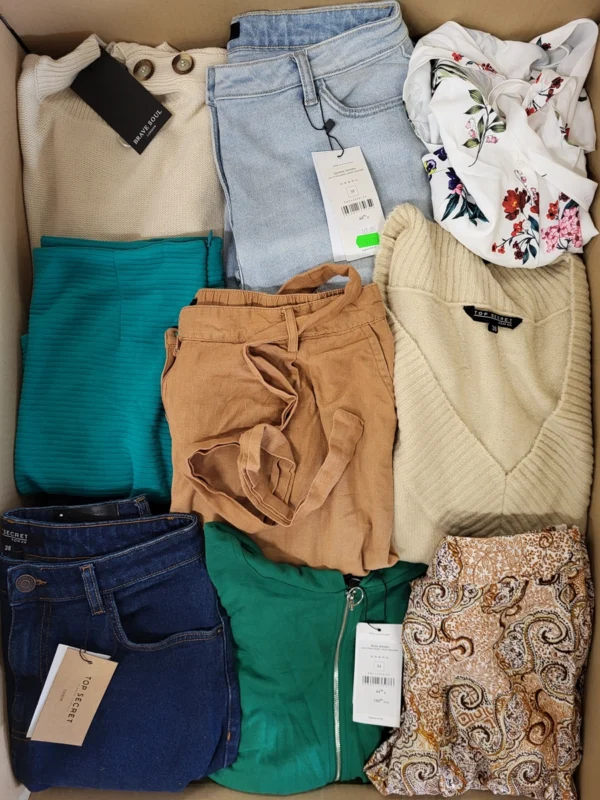 The photo shows a package with clothing in the category TSC.